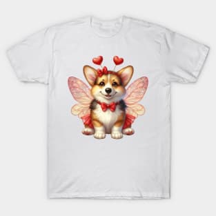 Valentine Fairy Corgi Dog T-Shirt